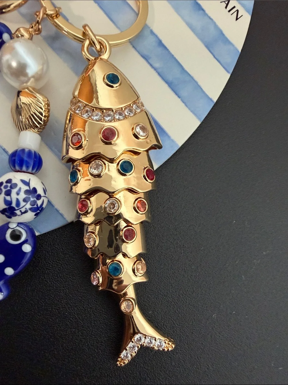 Piper K | Ceramic Cubic Zirconia Fish (Moves) Bag Charm 🐟
